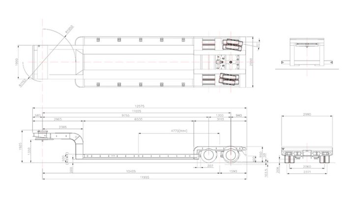 ステア付低床トレーラー
DNH3012VS
ターンテーブル式ステアリングフルエアサストレーラー